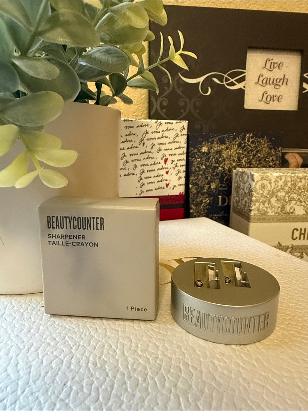 Beautycounter Metallic Silver Dual Pencil Sharpener